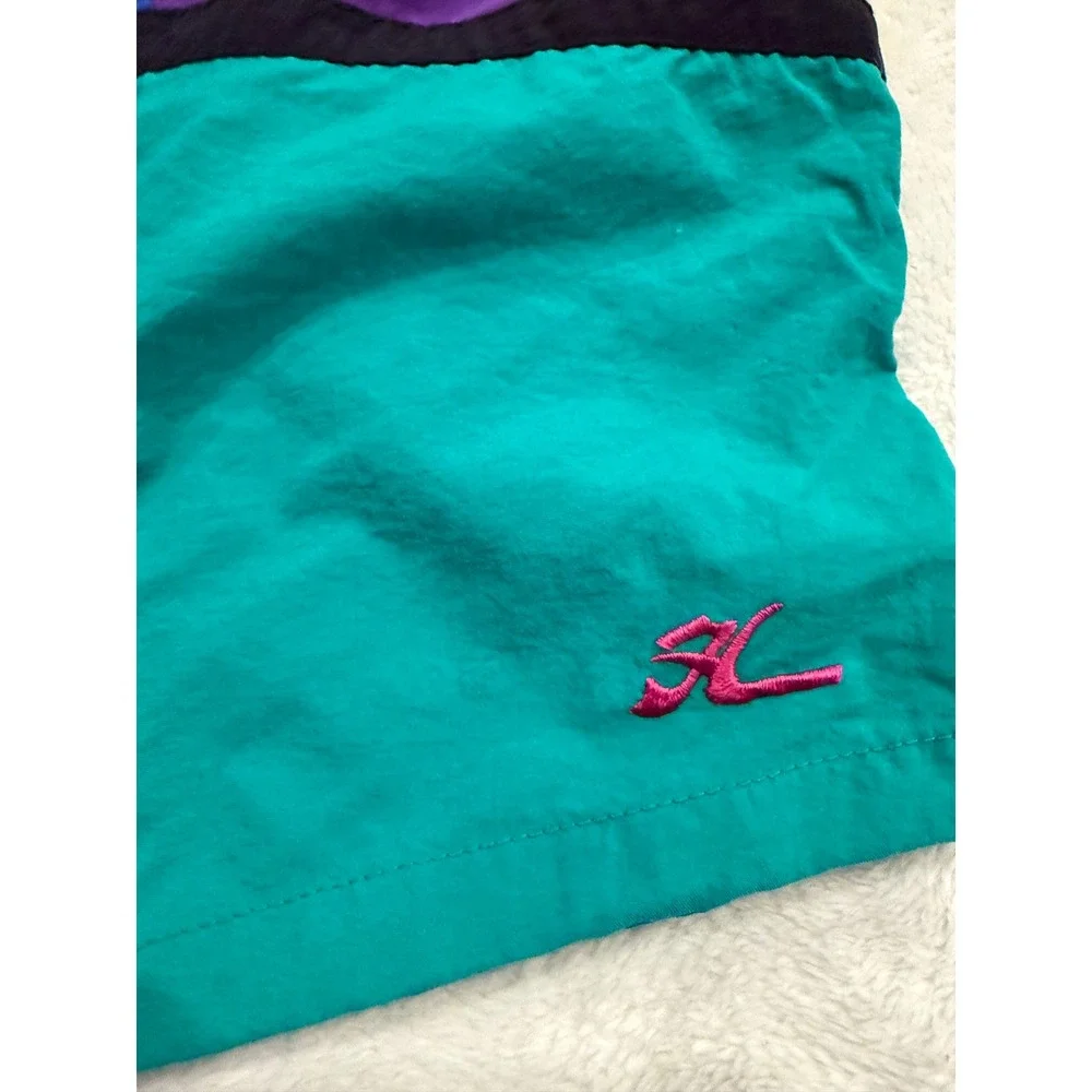 Vintage Hobie Mens Swim Shorts Colorblock Teal Pink Mesh Lined 1X 42-44 Retro